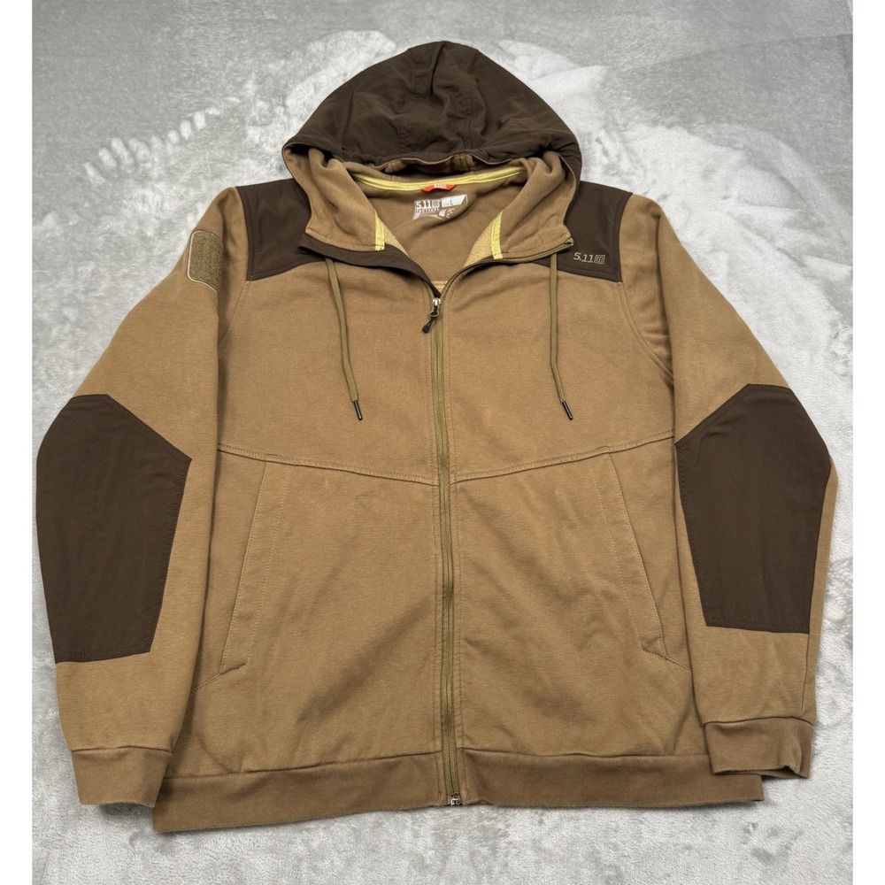 511 Tactical Armory Jacket Mens Large Brown Full Zip Hoodie Sweatshirt 5.11
